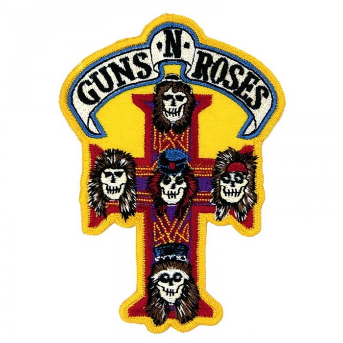 Декор нашивка  Guns N Roses (крест, желтая)