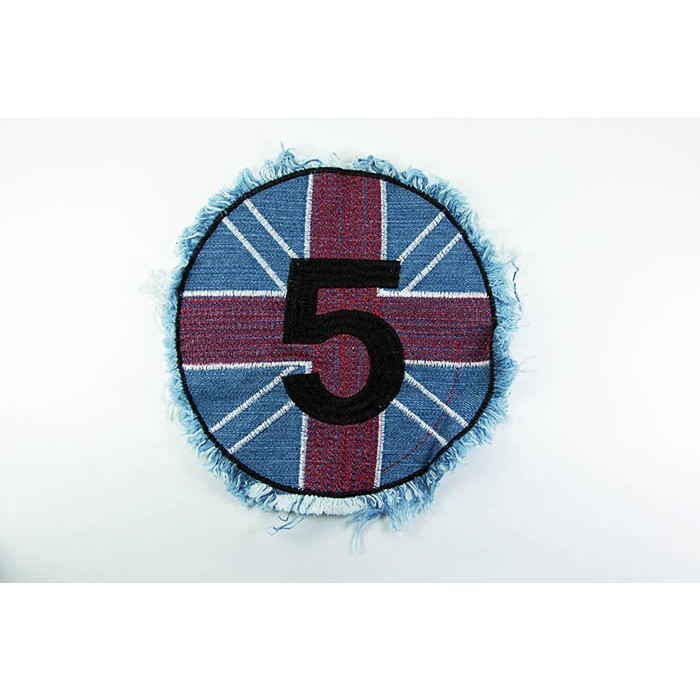 Декор нашивка  Британский флаг "5" (большая) джинсовая 2