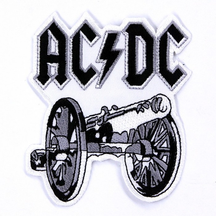 Декор нашивка  AC/DC (пушка, белая)