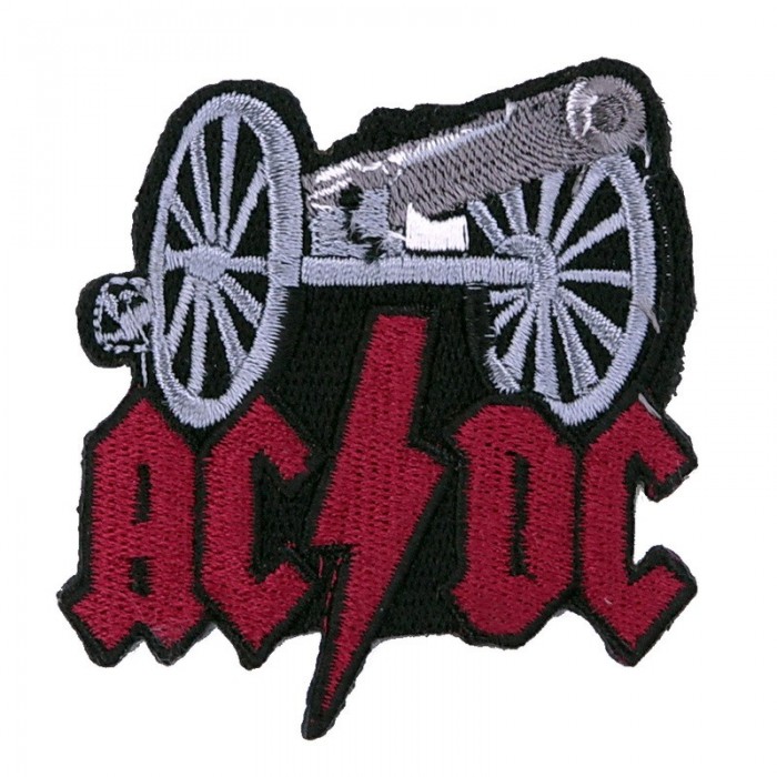 Декор нашивка  AC/DC (пушка, красное лого)