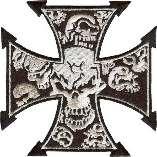 Декор нашивка  Cross with skulls - Крест с черепами
