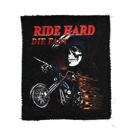 Декор нашивка Ride Hard Смерть на байке (105X125)